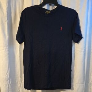 Polo by Ralph Lauren Men's Dark Blue Tee with Red Logo